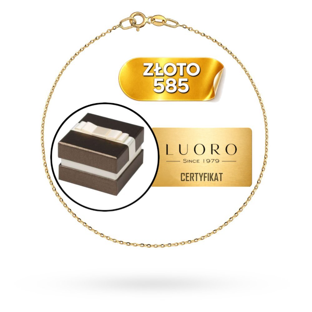 BRANSOLETKA ZŁOTA 585 14K SPLOT ROLO NA NOGĘ 25 CM ELEGANCKA PREZENT