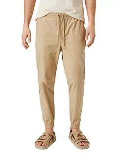 Spodenki męskie - Koton Męskie spodnie chinosy do biegania ze ściągaczem, z kieszeniami, bawełna, camel (100), 44 - grafika 1