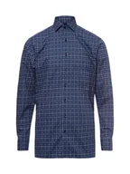 Koszule męskie - Andrew James Męska koszula biznesowa - non-iron Mężczyźni Regular Fit Bawełna niebieski wzorzysty, 39 - miniaturka - grafika 1