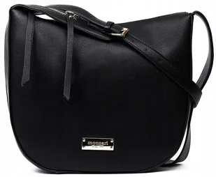 Torebka Damska DUŻA Listonoszka MONNARI CZARNA Złote LOGO Na Ramię - Torebki damskie - miniaturka - grafika 1