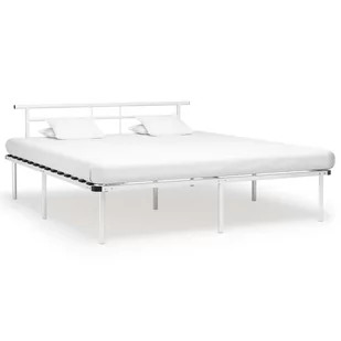 vidaXL Rama łóżka, biała, metalowa, 200 x 200 cm - Łóżka - miniaturka - grafika 1