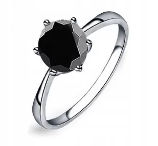 SREBRNY PIERŚCIONEK Z CZARNĄ CYRKONIĄ rozm. 23 - Pierścionki - miniaturka - grafika 1