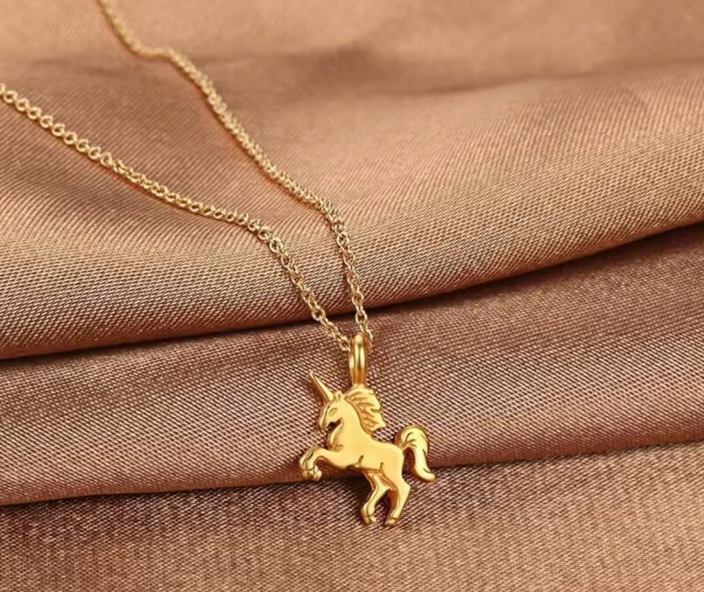 Naszyjnik wisiorek Jednorożec złoty Unicorn Bajka prezent