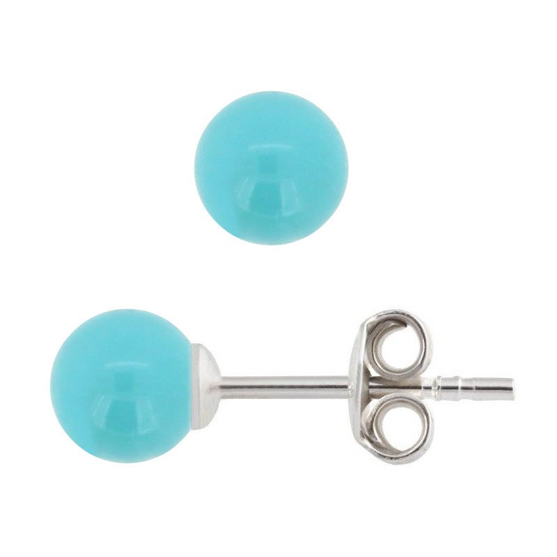 Kolczyki srebrne 925 z perłami Swarovski 6mm Turquoise / Turkusowe Perły