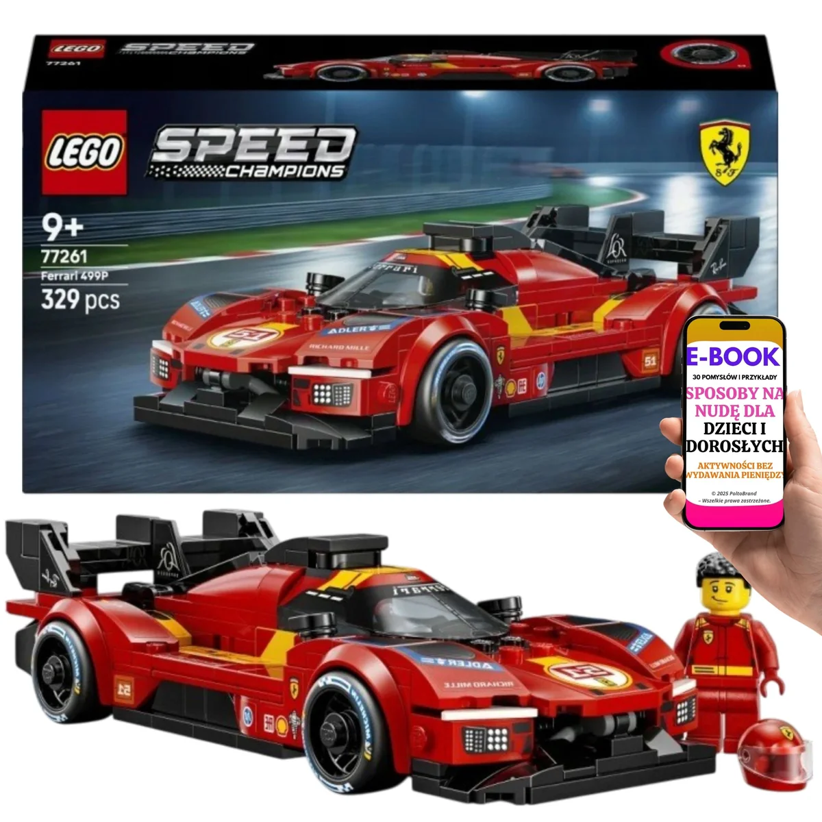 LEGO Speed Champions Ferrari 499P Klocki Prezent Dla Fana Wyścigów 77261