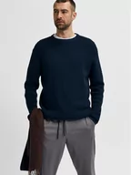 Swetry męskie - Selected Homme Sweter Rocks 16079776 Granatowy Regular Fit - miniaturka - grafika 1