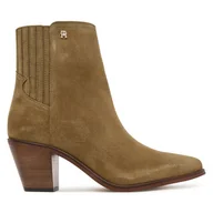Botki damskie - Botki Tommy Hilfiger Western FW0FW08888 Brązowy - miniaturka - grafika 1