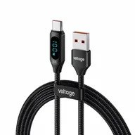 Ładowarki do telefonów - Kabel USB-A / USB-C Voltage PowerDisplay 66W 100cm czarny - miniaturka - grafika 1