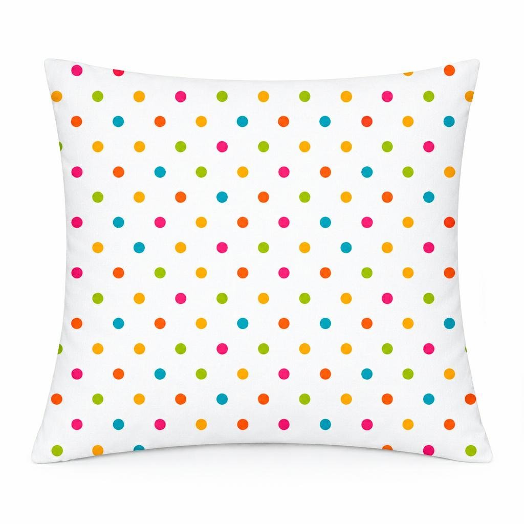 Poszewka bawełniana 40x40 biała w kolorowe kropki, dziecięcy nowoczesny - COTTON HOME KIDS