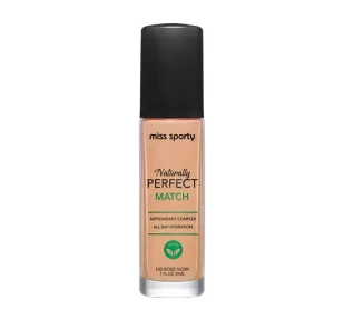 Miss Sporty Naturally Perfect Match wegański podkład nawilżający 100 Rose Ivory 30ml - Podkłady do twarzy - miniaturka - grafika 1