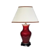 Lampy stojące - Lampa stołowa porcalanowa czerwona z abażurem Oxblood E27 60W Elstead - miniaturka - grafika 1