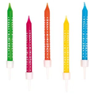 AMSCAN Świeczki kolorowe z nadrukiem 10 sztuk GXP-613071 - Kinder party - miniaturka - grafika 3