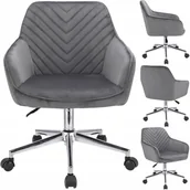Fotele i krzesła biurowe - Fotel obrotowy, krzesło konferencyjne, welur, szary na srebrnej stopie - miniaturka - grafika 1