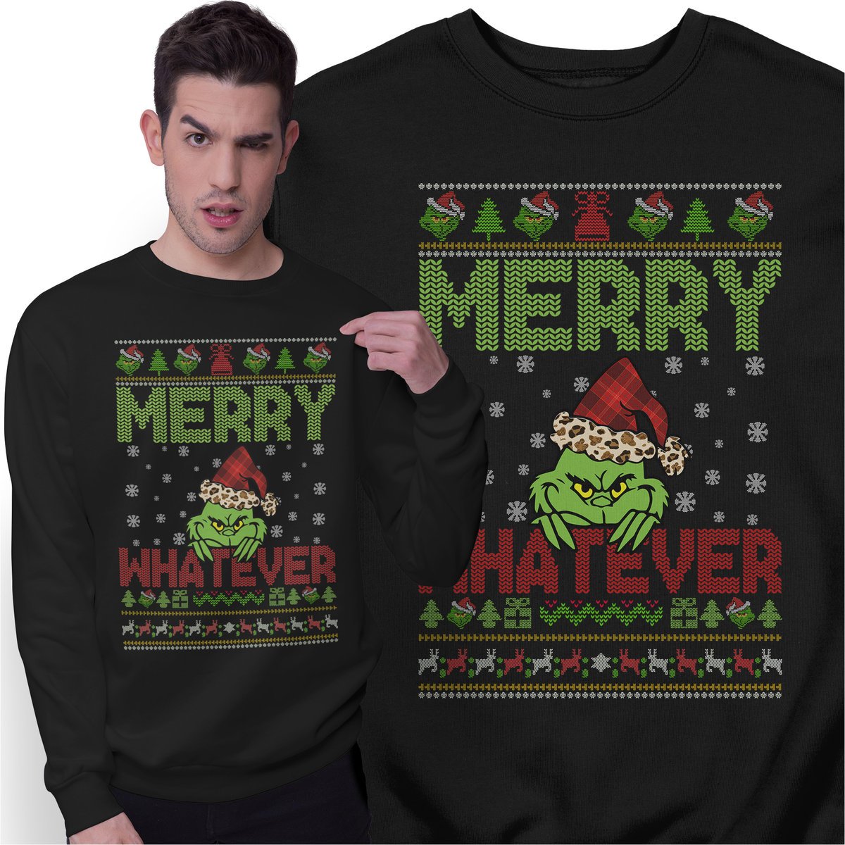 Świąteczna Bluza Prezent Święta Grinch Merry Whatever Świąteczny Sweter