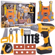 Zabawki interaktywne dla dzieci - Zestaw Majsterkowicza Narzędzia dla Dzieci WKRĘTARKA LED KAMIZELKA KLUCZE 23el.Z990 - miniaturka - grafika 1