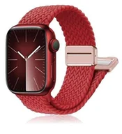 Akcesoria do smartwatchy - opaska pasek bransoleta NYLON MAGNETIC Apple Watch 1/2/3/4/5/6/7/8/9/10/Ultra 1/2/SE 42/44/45/46/49mm czerwona - miniaturka - grafika 1