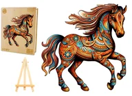 Puzzle - PUZZLE DREWNIANE DUŻE 220 ELEMENTÓW GALOPUJĄCY KOŃ W DREWNIANYM PUDEŁKU - miniaturka - grafika 1