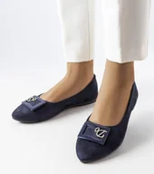 Mokasyny damskie - Granatowe balerinki z cyrkoniami Fleming -36 - miniaturka - grafika 1