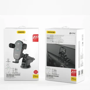 Dudao bezprzewodowa ładowarka Qi 15 W grawitacyjny uchwyt samochodowy z regulowanym ramieniem na szybę i deskę rozdzielczą czarny (F1Pro black) - Ładowarki do telefonów - miniaturka - grafika 4