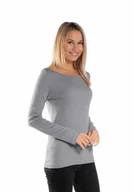 Bluzki damskie - Bluzka damska z długim rękawem szara/Golden queen - miniaturka - grafika 1