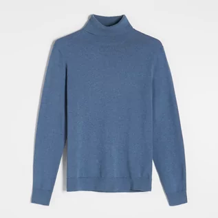 Swetry męskie - Reserved - Gładki bawełniany golf - Niebieski - grafika 1