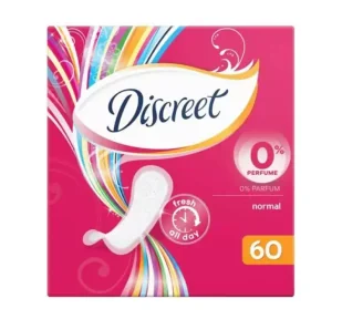 DISCREET 0% PERFUME NORMAL WKŁADKI HIGIENICZNE 60 SZTUK - Wkładki higieniczne - miniaturka - grafika 1