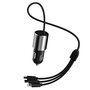 Dudao 3w1 ładowarka samochodowa USB 3,4 A wbudowany kabel Lightning / USB Typ C / micro USB czarny (R5ProN black) - Kable USB - miniaturka - grafika 11