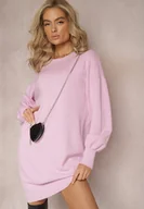 Sukienki - Jasnofioletowa Dzianinowa Sukienka Mini z Torebką w Kształcie Serca Fuksenia - miniaturka - grafika 1
