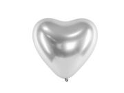 Balony i akcesoria - Party Deco Balony lateksowe Serca Glossy srebrne - 30 cm - 5 szt. CHB2-018 - miniaturka - grafika 1