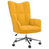 Fotele - vidaXL Fotel musztardowy obity aksamitem 328179 - miniaturka - grafika 1