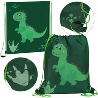 Pokrowce na ubrania - Zielony worek na buty na WF, worek szkolny na ramię Dinozaur dla chłopca 32x38 cm - Uniwersalny - miniaturka - grafika 1