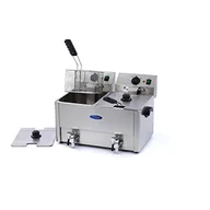 Frytownice gastronomiczne - Frytkownica 2x 8 L 2 Kosze z kranikiem Frytownica - Podwójna patelnia - Profesjonalna - Stal nierdzewna - 16 litrów - Z kurkiem spustowym - miniaturka - grafika 1