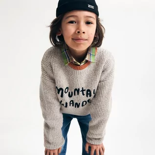 Swetry dla chłopców - Reserved - Ciepły sweter z aplikacją - Beżowy - grafika 1