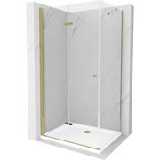 Kabiny prysznicowe - Mexen Lima kabina prysznicowa składana 80x90 cm, transparent, złota + brodzik Flat - miniaturka - grafika 1