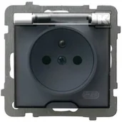 Klawisze i ramki - Ospel SA AS gniazdo bryzgoszczelne z uziemieniem, IP44 16A, 250V zaciski gwintowe klapka dymna, BIAŁY - miniaturka - grafika 1