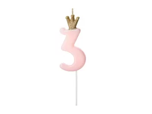 PartyDeco Świeczka urodzinowa Cyferka 3 4Y42CF 4Y42CF SAM  ONE SIZE - Urodziny dziecka - miniaturka - grafika 1