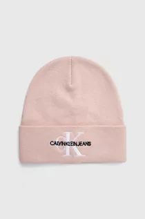 Czapki damskie - Calvin Klein Jeans czapka bawełniana kolor różowy z grubej dzianiny bawełniana - grafika 1