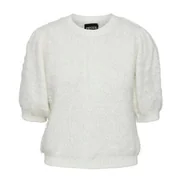 Swetry damskie - PIECES SWETER DAMSKI KREMOWY ZE ZDOBIENIEM S DRB - miniaturka - grafika 1