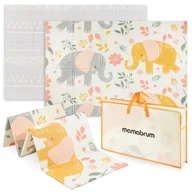 Maty piankowe - Dwustronna mata piankowa składana 180 x 120 x 1cm - Egzotyczne słonie/Delikatna Szarość - miniaturka - grafika 1