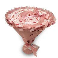 Zestawy upominkowe - Słodki jadalny bukiet kolory różowy puder z cukierkami Raffaello (średnica 30 cm) - miniaturka - grafika 1
