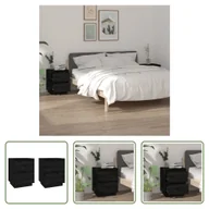 Szafki nocne - The Living Store Szafki nocne 2 szt. czarne 40x35x50 cm lite drewno sosnowe - miniaturka - grafika 1