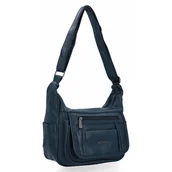 Torebki damskie - Torebka Listonoszka 2 Komory firmy Hernan 8969 Granatowa - miniaturka - grafika 1