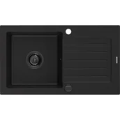 Zlewozmywaki - Mexen Pablo zlewozmywak granitowy 1-komorowy z ociekaczem 752 x 436 mm, czarny, syfon czarny - miniaturka - grafika 1