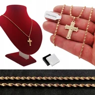 Biżuteria dla dzieci - ZŁOTY ŁAŃCUSZEK SINGAPUR 35 CM + KRZYŻYK GWARANCJA - miniaturka - grafika 1