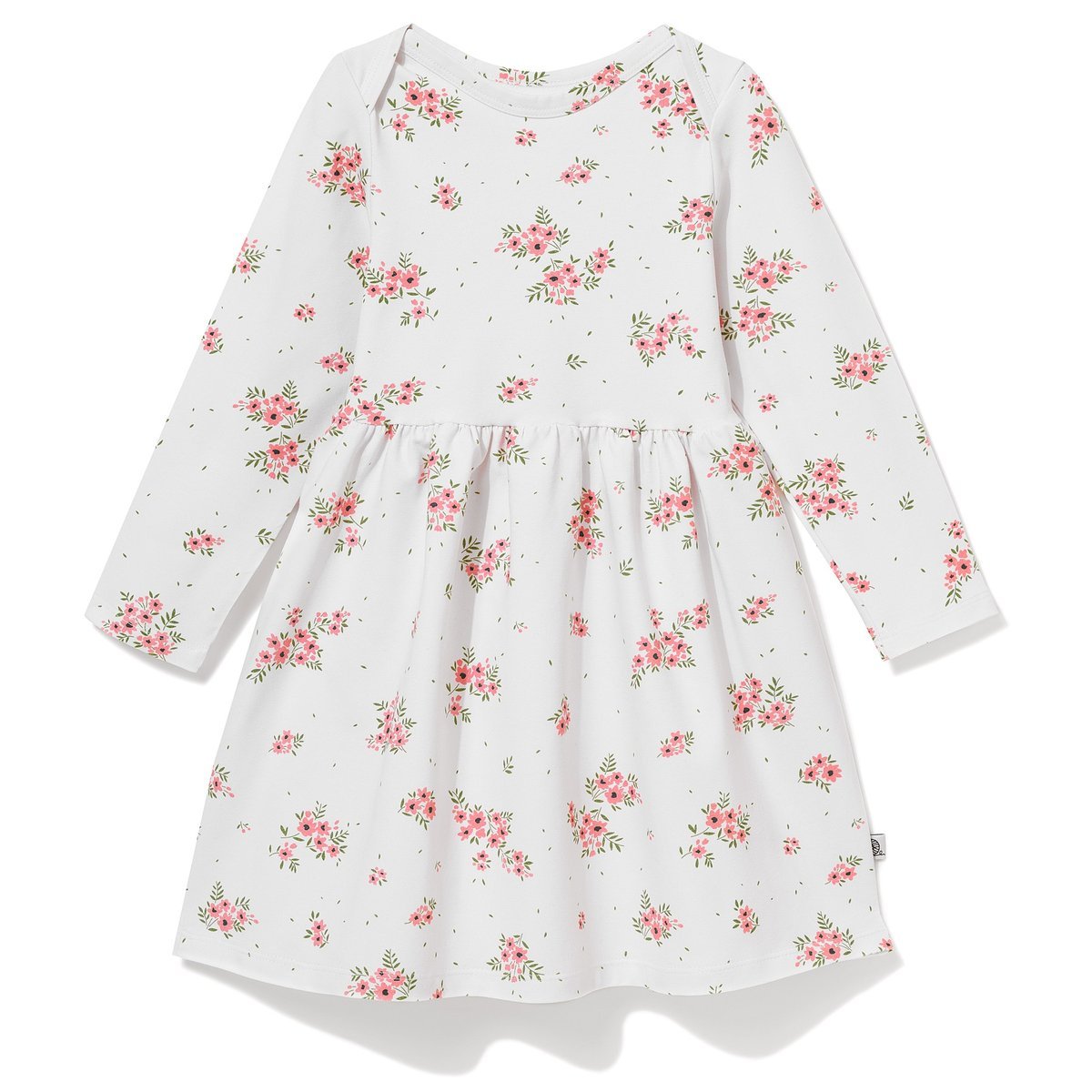 Bawełniana sukienka z zakładką, ecru w kwiaty 110