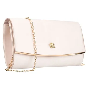 Beżowa kopertówka damska wykonana z tkaniny syntetycznej z wewnętrzną kieszonką - Rovicky - Torebki damskie - miniaturka - grafika 1