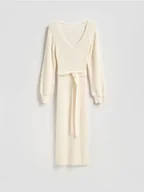 Sukienki - Reserved - Sukienka z wełną - złamana biel - miniaturka - grafika 1