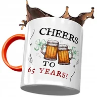 Kubki - Kubek Pomarańczowy na Urodziny 65 65te 65-te z Nadrukiem ze Zdjęciem + Opakowanie na prezent (wzór 04) - miniaturka - grafika 1
