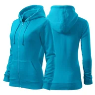 Moda i Uroda OUTLET - Bluza turkusowa damska z logo na sercu i plecach z nadrukiem logo firmy 300g 411 kolor 44 bluza trendy zipper - miniaturka - grafika 1