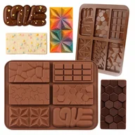 Formy do ciast - Forma silikonowa do czekolady ozdoby na tort praliny tabliczka wzory mix - miniaturka - grafika 1
